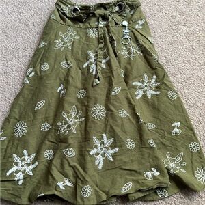 Floral Olive Green Skirt